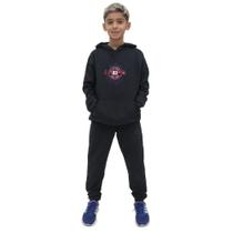 Conjunto Moletom Menino Infantil Juvenil Blusa de Frio Canguru e Calça Flanelada Tamanho 8 ao 16