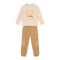 Conjunto Moletom Menino Tigre Bordado Bege - Brandili