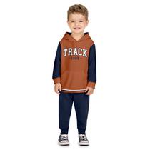 Conjunto Moletom Meninos Capuz Marrom Track e Calça Azul Marinho Kyly Tamanho:2 anos Conjunto Moletom Meninos Capuz Marrom Track e Calça Azul Marinho Kyly Tamanho:2 anos
