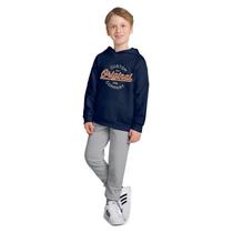 Conjunto Moletom Meninos Capuz Original Marinho e Calça Mescla Kyly Tamanho:10 anos