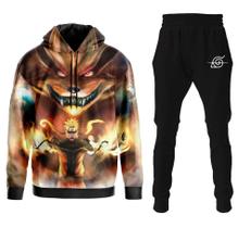 Conjunto Moletom Naruto Shippuden Kurama + Calça Capuz Bolso