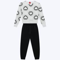 Conjunto Moletom Peluciado Corações Infantil Menina Kyly 1000790