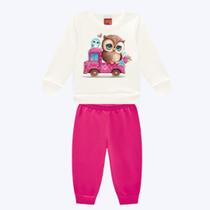 Conjunto Moletom Peluciado Corujinha Infantil Menina Kyly 1000740