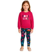 Conjunto Moletom Peluciado e Legging Estampada Infantil Menina Kyly