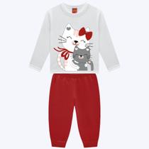 Conjunto Moletom Peluciado Gatinha Infantil Menina Kyly 1000736