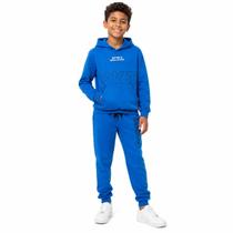 Conjunto Moletom Peluciado Infantil Juvenil com Capuz e Bolso Caguru 10 ao 16 Cor:RoyalTamanho:10