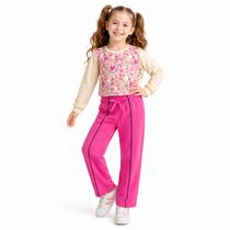 Conjunto Moletom Peluciado Infantil Menina Calça Flare 4 6 8