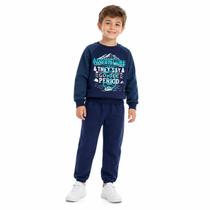 Conjunto Moletom Peluciado Infantil Menino Plush Inverno 4 ao 10 Cor:MarinhoTamanho:10