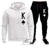 Conjunto Moletom Personalizado Estampado Cartas King Malha 100% Algodao Linha Premium