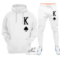 Conjunto Moletom Personalizado Estampado Cartas King Malha 100% Algodao Linha Premium