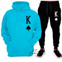 Conjunto Moletom Personalizado Estampado Cartas King Malha 100% Algodao Linha Premium