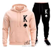 Conjunto Moletom Personalizado Estampado Cartas King Malha 100% Algodao Linha Premium