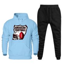 Conjunto Moletom Plus Size Estampa Futebol Americano Calça Ajustavel Confortavel Tamanho Grande
