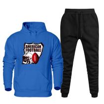 Conjunto Moletom Plus Size Estampa Futebol Americano Calça Ajustavel Confortavel Tamanho Grande