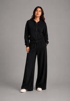 Conjunto Moletom Premium com Capuz e Calça Wide Leg Preto Salvatore