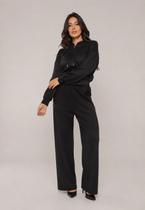 Conjunto Moletom Premium com Capuz e Textura em Veludo Preto Salvatore Conjunto Moletom Premium com Capuz e Textura em Veludo Preto Salvatore