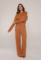 Conjunto Moletom Premium com Capuz e Textura em Veludo Terracota Salvatore