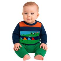 Conjunto Moletom Punhos Estampa Na Blusa e Calça Bebê Menino Kyly