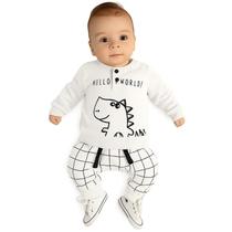 Conjunto Moletom Roupa de bebê Menino Blusa Calça Dinossauro