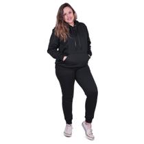 Conjunto moletom Unissex calça e blusa Canguru preto M - Famur