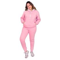 Conjunto moletom Unissex calça e blusa Canguru rosa bebê G - Famur Conjunto moletom Unissex calça e blusa Canguru rosa bebê G - Famur