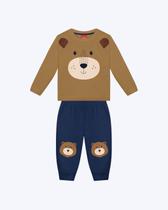 Conjunto Moletom Ursinho Bebê Menino Kyly 1002009 Conjunto Moletom Ursinho Bebê Menino Kyly 1002009