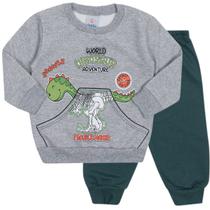 Conjunto moletom verde e mescla estampado dinossauro INV