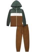 Conjunto Moletom Verde Marrom com Capuz Menino LucBoo