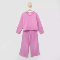 Conjunto Moleton Feminino Infantil Cropped e Calça Wide Leg Brandili