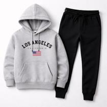 Conjunto Moleton Infantil Flanelado Moletom e Calça Estampado Los Angeles Quentinho Confortável