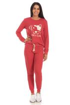 Conjunto Moleton Jeans Feminino Ayla Vermelho