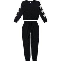 Conjunto Moleton Malwee Roupa de Frio Star Blusão Calça Jogger Preto Marinho Cinza Menina Tam 4 6 8 10 12 14 16 18 Infantil Juvenil