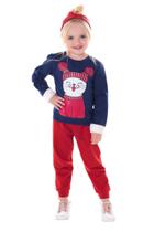 Conjunto Moleton Menina Casaco Marinho Gatinho Gorro e Calça Lisa Vermelha Conjunto Moleton Menina Casaco Marinho Gatinho Gorro e Calça Lisa Vermelha