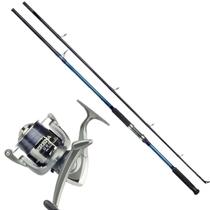 Conjunto Molinete Pesca Serena 3000 com Linha + Vara Solara 2,10m 25 Lbs 2 Partes Azul