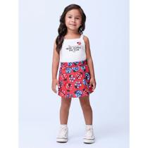 Conjunto Momi Regata em Canelado e Shorts Saia em Moletom - Jaoninha