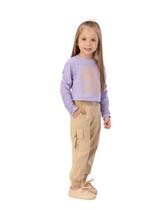 Conjunto Mon Sucré Menina Lilás e Calça Cargo Bege 04 ao 14