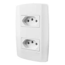 Conjunto Monobloco Espelho 4x2 com 2 Tomadas Separadas 20A 250V~ Linha Slim Branca Ilumi Ref.: 80121