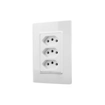 Conjunto Monobloco Espelho 4x2 com 3 Tomadas 20A 250V~ Linha Vivaz Branca Ilumi Ref.: 78124