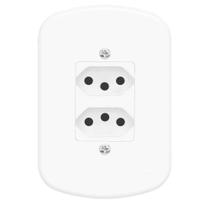 Conjunto montado de tomada dupla 10A com placa distanciadas 250V Blanc Fame