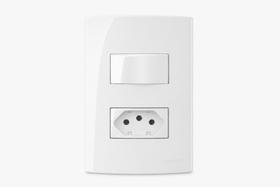 Conjunto Montado Sleek 4x2 1 Interruptor simples + 1 Tomada 10A Afastadas Margirius