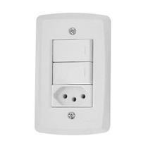 Conjunto Montado Tramontina Lux² 4x2 com 2 Interruptores Simples e Tomada 10A Branco