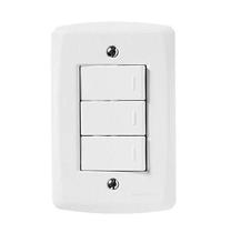 Conjunto Montado Tramontina Lux² 4x2 com 3 Interruptores Simples 10A 250V Alto Brilho Conjunto Montado Tramontina Lux² 4x2 com 3 Interruptores Simples 10A 250V Alto Brilho