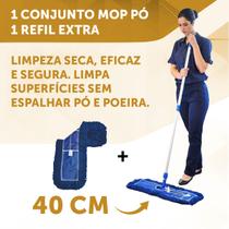 Conjunto Mop Pó Eletrostático Euro 60cm Com + 1 Refil Extra