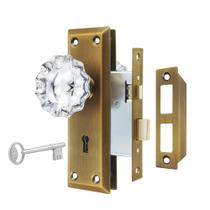 Conjunto Mortise Lock newliplace Atualizado em cristal de latão antigo Conjunto Mortise Lock newliplace Atualizado em cristal de latão antigo