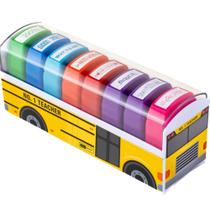 Conjunto motivacional Teacher Stamps Self Inking de 8 com armazenamento