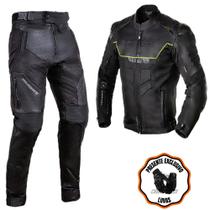 Conjunto Motoqueiro Texx Em Couro Esportivo Falcon V2 + Luva