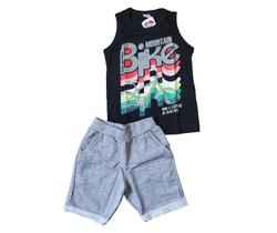 Conjunto Mountain Bike Infantil Verão Camisa e Short Camiseta Regata com Bermuda kit 2 peças Baby Boy Bebe