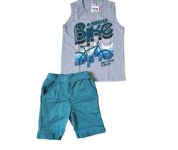 Conjunto Mountain Bike Infantil Verão Camisa e Short Camiseta Regata com Bermuda kit 2 peças Baby Boy Bebe