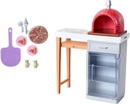 Conjunto Móveis Barbie ao Ar Livre com Forno de Pizza de Tijolo + Comida e Utensílios