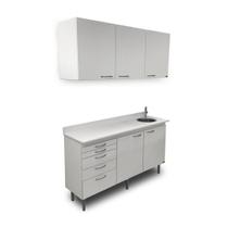 Conjunto Móveis Odontológicos - Balcão + Armário Suspenso - 6 módulos Conjunto Móveis Odontológicos - Balcão + Armário Suspenso - 6 módulos